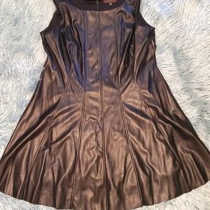 NWT Katherine H Vegan Leather A Line Dress